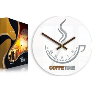 ModernClock klok ścienny Coffee Time ver.II witŁA ULTRA CICHY