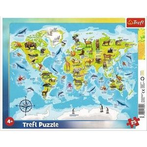 Trefl puzzel 25 elements Frame World map met dieren
