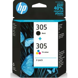 HP 305 2-Pack Tri-color/Black Original Ink Cartridge inktcartridge 2 stuk(s) Origineel Normaal rendement Zwart, Cyaan, Magenta, Geel