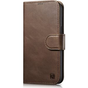 iCarer Oil Wax Wallet Case 2in1 etui iPhone 14 leer hoes met klapką Anti-RFID bruin (WMI14220721-BN)