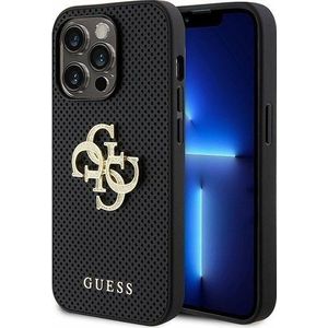 GUESS GUHCP15XPSP4LGK iPhone 15 Pro Max 6.7 inch zwart/zwart hardcase Leather Perforated 4G Glitter Logo