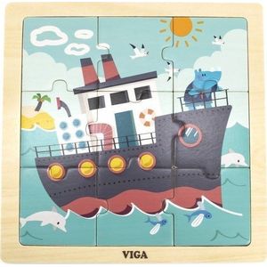 Viga Toys VIGA Poręczne houten puzzel schip 9 stukjes