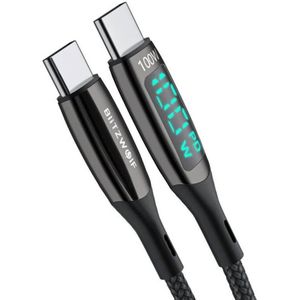 BlitzWolf USB-C to USB-C cable BW-TC23, met display, 100W, 0.9m (zwart)
