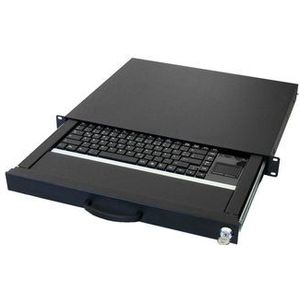 Aixcase 19 inch Rack 1U keyboard DE Touchpad USB zwart