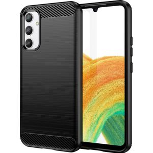 Hurtel Carbon Case case voor Samsung Galaxy A34 5G flexible silicone carbon zwart cover