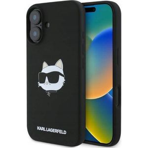 Karl Lagerfeld tas voor IPHONE 16 Pro kompatybilny met MagSafe KLHMP16LSCHPPLK (Sil Choupette Head Print) zwart