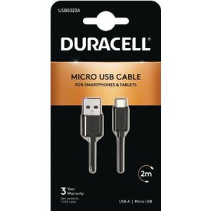 Duracell USB5023A USB-kabel 2 m 2.0 USB A Micro-USB A Zwart