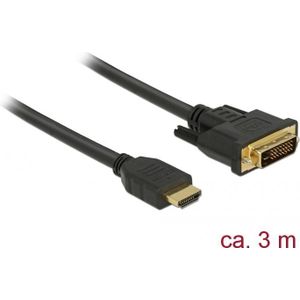 Delock Kabel HDMI > DVI 24+1 bidirektional 3.00m zwart