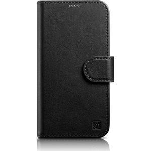 iCarer Wallet Case 2in1 etui iPhone 14 Pro leer hoes met klapką Anti-RFID zwart (WMI14220726-BK)