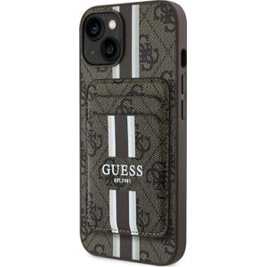 GUESS Etui 4G Stripes met portfelem Magsafe voor iPhone 15 bruin