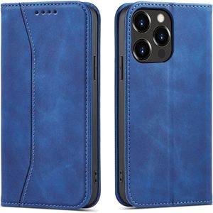 Hurtel Magnet Fancy Case case iPhone 14 cover met flap blauw stand wallet