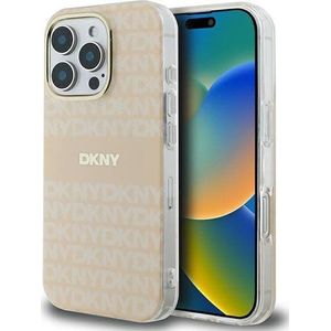 DKNY DKHMP16LHRHSEP iPhone 16 Pro 6.3 inch roze/roze hardcase Repeat texture patern & Stripe MagSafe