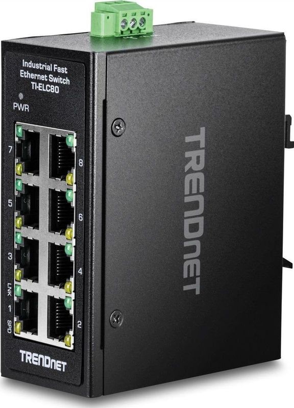 TRENDnet 8-Port Industrial Fast Ethernet DIN-Rail MiniSwitch