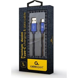 Gembird Kabel USB USB-A - USB-C 1 m zwart-blauw (CC-USB2J-AMLCML-1M)