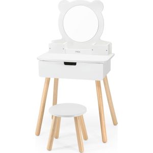 Viga Toys VIGA hoog kaptafel houten wit met Lustrem en Krzesełkiem