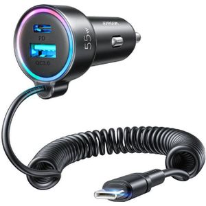 Joyroom 60W bedrade autolader met USB-C aansluiting in zwart