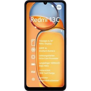 Xiaomi Redmi 13C 17,1 cm (6.74 inch) Dual SIM Android 13 4G USB Type-C 4 GB 128 GB 5000 mAh Zwart