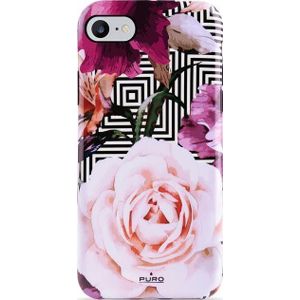 PURO Glam Geo bloemen - Etui iPhone SE (2022 / 2020) / 8 / 7 / 6s (roze Peonies)