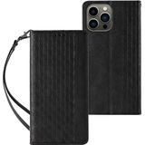 Hurtel Magnet Strap Case etui voor iPhone 12 Pro Max hoes portemonnee + mini riem hanger zwart