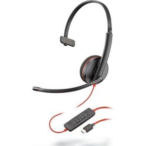 Poly Blackwire C3210 Headset Bedraad Hoofdband Oproepen/muziek USB Type-C Zwart, Rood