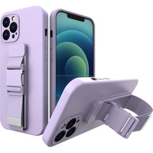 Hurtel Rope case gel etui van riemą łańcuszkiem torebka riem iPhone 12 Pro paars