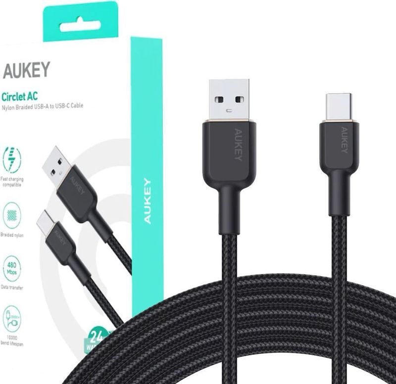 AUKEY AUKEY CB-NAC2 Nylon cab le USB C - USB A 1.8m 3