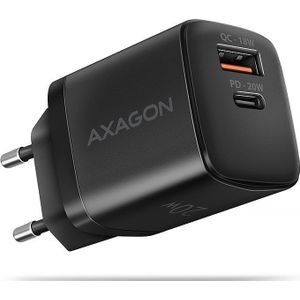 AXAGON ACU-PQ20 wall charger QC3.0/AFC/FCP+ PD type-C 20 W - schwarz - USB Typ C Mobiele telefoon, Smartphone, Smartwatch, Tablet, Universeel Zwart AC Snel opladen Binnen