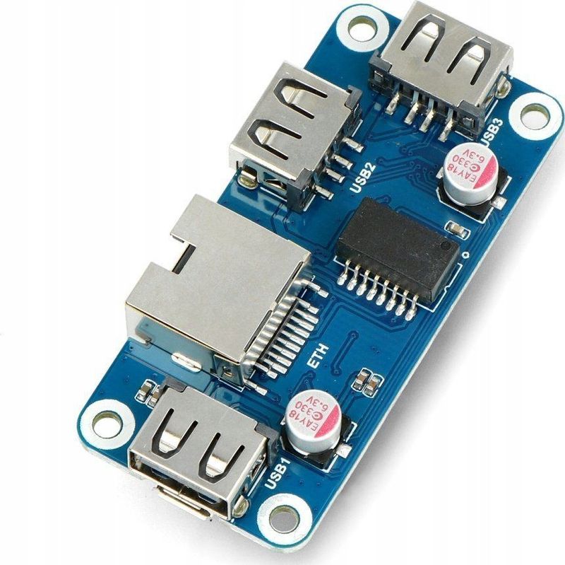 Waveshare HUB Ethernet / USB (B) - 3xUSB 1xRJ45 Ethernet - cover voor Raspberry Pi - 20416}