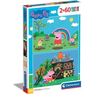 Clementoni Peppa Pig Supercolor 2 x 60 Legpuzzel 60 stuk(s) Stripfiguren
