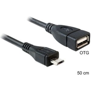 Delock USB Kabel A -> Micro-B OTG Bu/St 0.50m zwart
