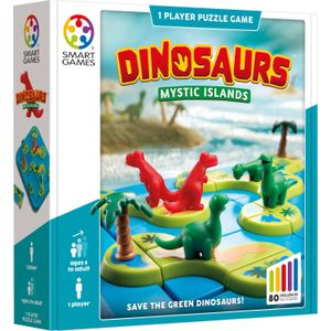 SmartGames Dinosaurs Mystic Islands - Red de groene dino's van de T-rex met 80 uitdagende opdrachten!