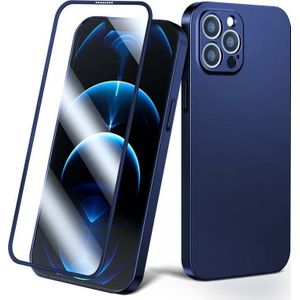 Joyroom 360 Full Case etui hoes voor iPhone 13 Pro Max behuizing na tył en przód + gehard glas blauw (JR-BP928 blauw)