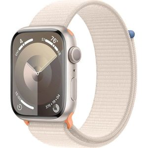 Apple Watch Series 9 GPS 45mm Starlight Aluminium Case met Starlight Sport Loop