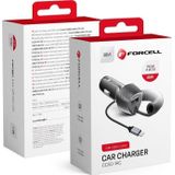 ForCell oplader CARBON lader auto USB QC 3.0 18W + kabel voor type C 3.0 PD20W CC50-1AC zwart (Total 38W)