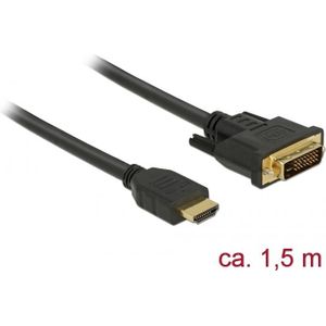 Delock HDMI to DVI-D 24+1 cable bidirectional 1.5 m zwart