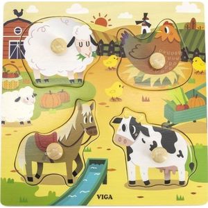 Viga Toys VIGA houten puzzel met Pinezkami boerderij 12m+