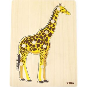 Viga Toys VIGA houten puzzel Montessori giraffe met Pinezkami