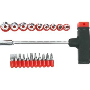 Top Tools schroefbits en doppen + houder 21szt. - 39D385