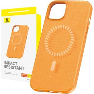 Baseus Magnetic Phone Case voor iPhone 15 Plus Fauxther Series (oranje)