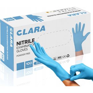 Clara handschoenen nitrylowe bezpudrowe , 100 stuks, maat XL, blauw