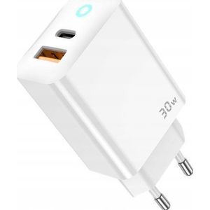 Jellico oplader lader netwerk EU13 GaN PD 30W 1xUSB-C + 1xUSB QC3.0 + kabel USB-C - Lightning wit