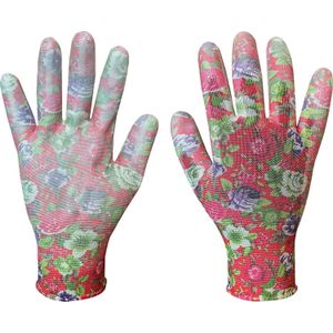 VERTO tuin handschoenen (PU covered tuin handschoenen, rose patroon, size 8)