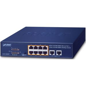 PLANET GSD-1008HP netwerk-switch Unmanaged Gigabit Ethernet (10/100/1000) Power over Ethernet (PoE) 1U Blauw