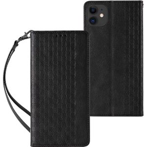 Hurtel Magnet Strap Case etui voor iPhone 12 hoes portemonnee + mini riem hanger zwart