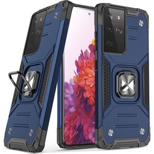 Wozinsky Ring Armor armored hybrid case cover + magnetic grip Samsung Galaxy S22 Ultra blauw