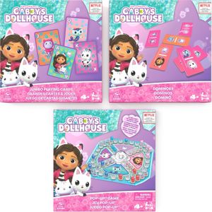 Spin Master Games Gabby's Poppenhuis - Spellen & Puzzel Pakket - PopUp Spel, Kaartspel, Domino's