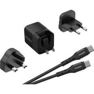 Energizer oplader Ultimate - oplader netwerk Multiplug EU / UK / US GaN 20W PD + kabel USB-C (zwart)