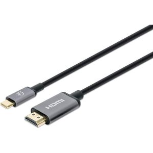 Manhattan 153591 video kabel adapter 1 m HDMI Type A (Standaard) USB Type-C Zwart, Grijs