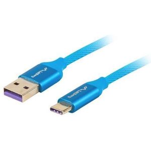 Lanberg Premium cable USB-C(M)->A(M) 2.0 1M blauw Super Charge