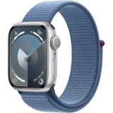 Apple Watch Series 9 GPS 41mm zilver Aluminium Case met Winter blauw Sport Loop